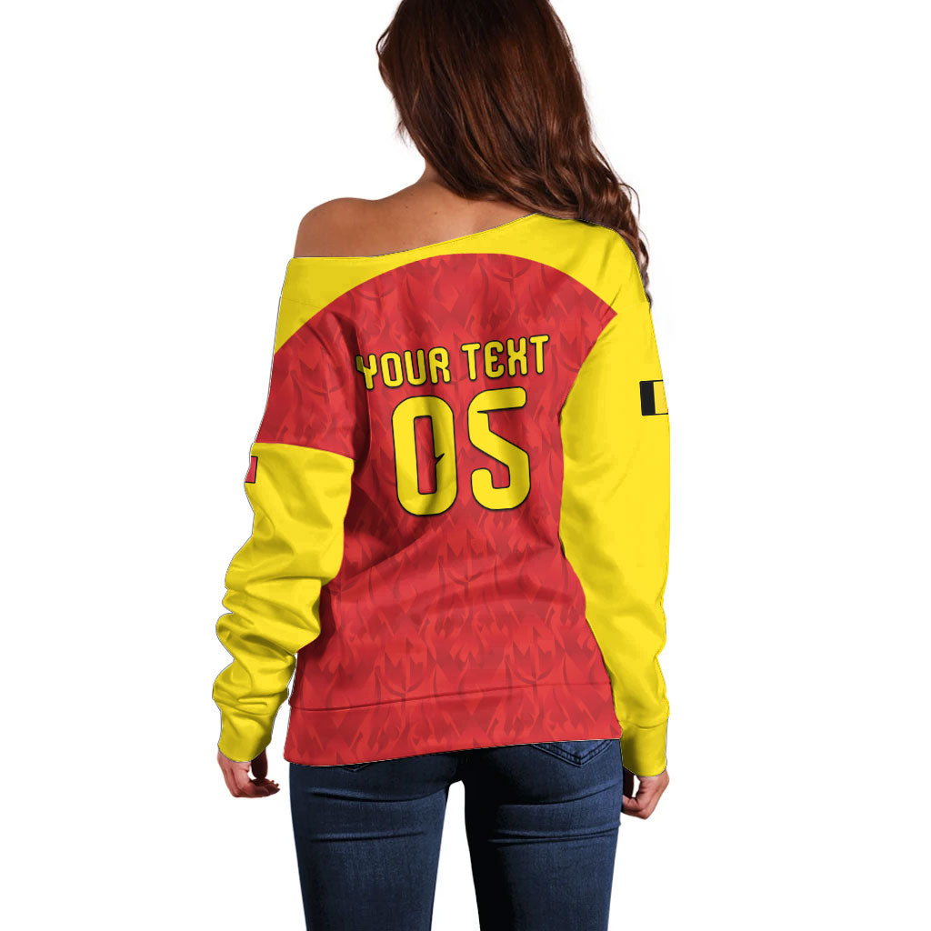 Custom Belgium Football 2026 Off Shoulder Sweater Belgian Lion Sporty Style