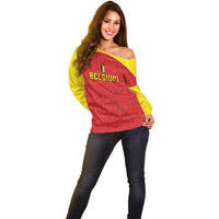 Custom Belgium Football 2026 Off Shoulder Sweater Belgian Lion Sporty Style