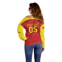Custom Belgium Football 2026 Off Shoulder Sweater Belgian Lion Sporty Style