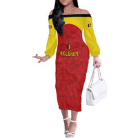 Custom Belgium Football 2026 Off The Shoulder Long Sleeve Dress Belgian Lion Sporty Style