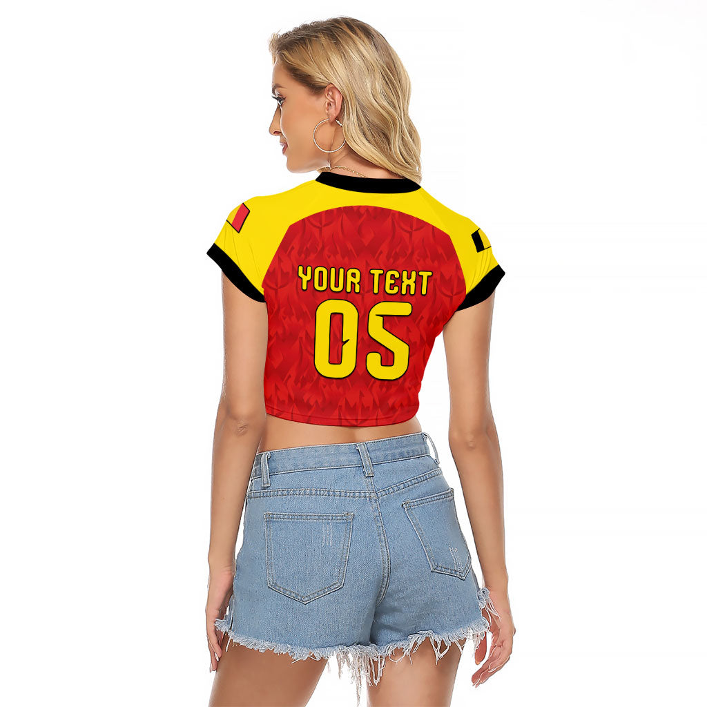Custom Belgium Football 2026 Raglan Cropped T Shirt Belgian Lion Sporty Style