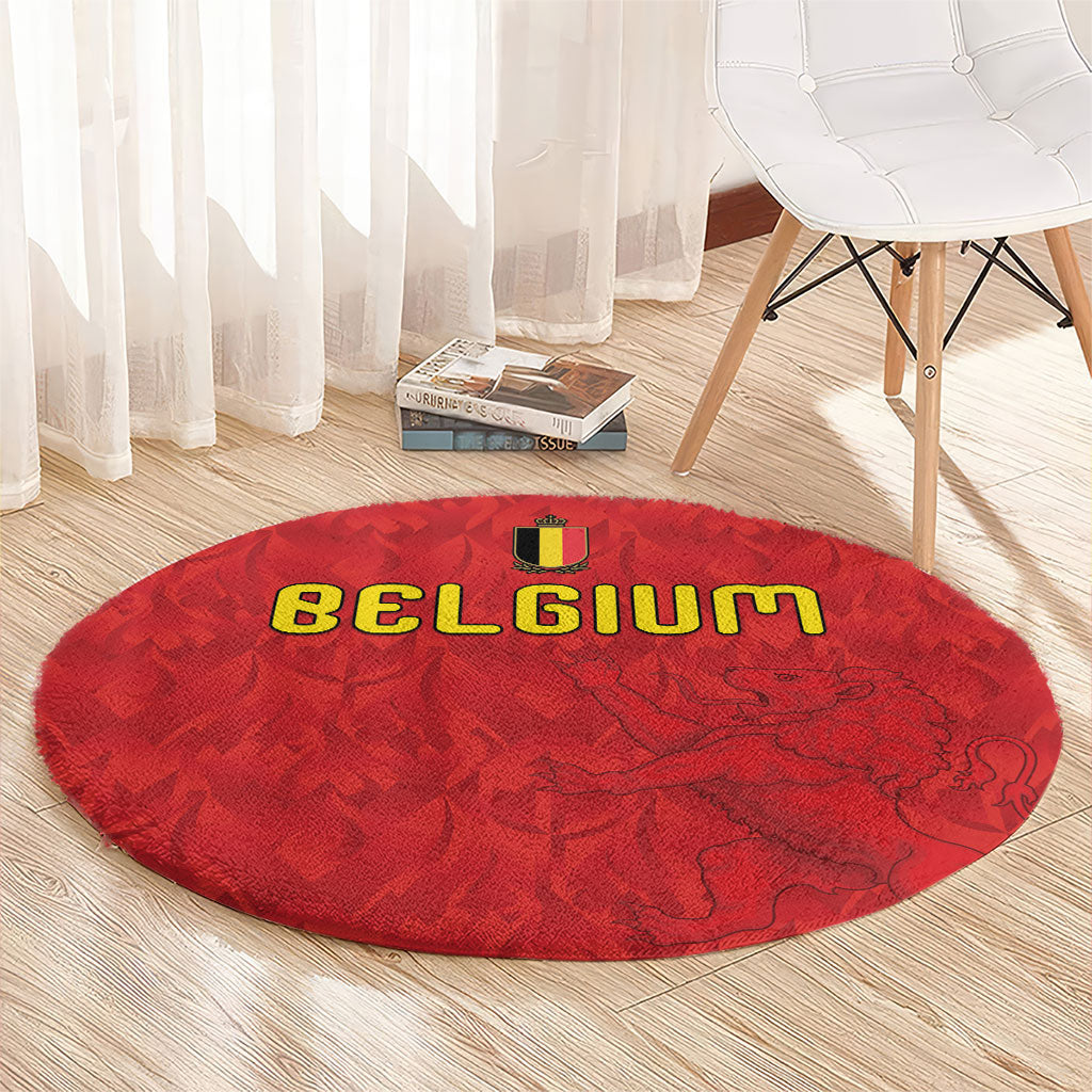 Belgium Football 2026 Round Carpet Belgian Lion Sporty Style