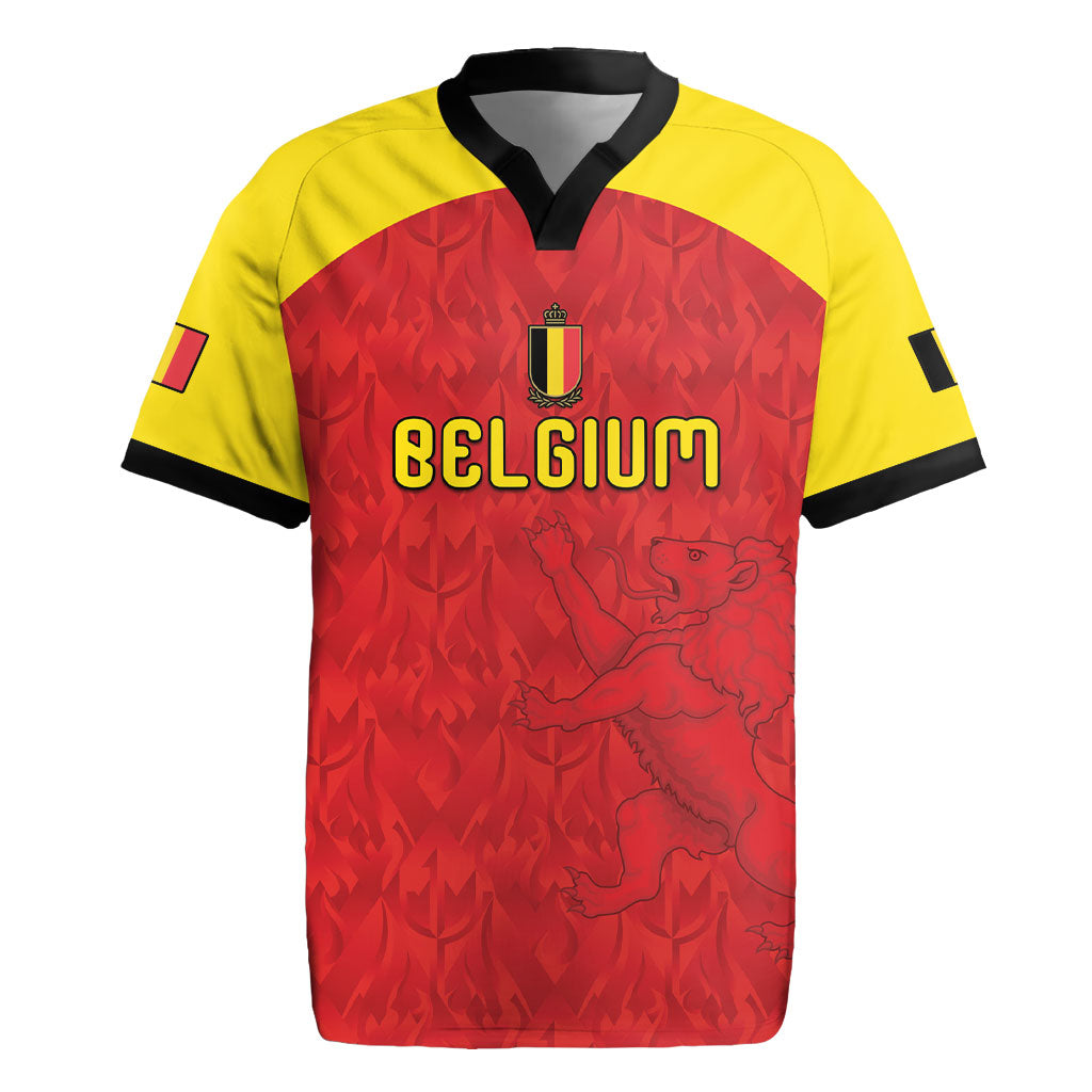 Custom Belgium Football 2026 Rugby Jersey Belgian Lion Sporty Style