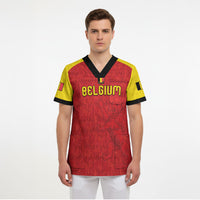 Custom Belgium Football 2026 Scrub Top Belgian Lion Sporty Style