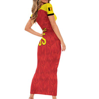 Custom Belgium Football 2026 Short Sleeve Bodycon Dress Belgian Lion Sporty Style