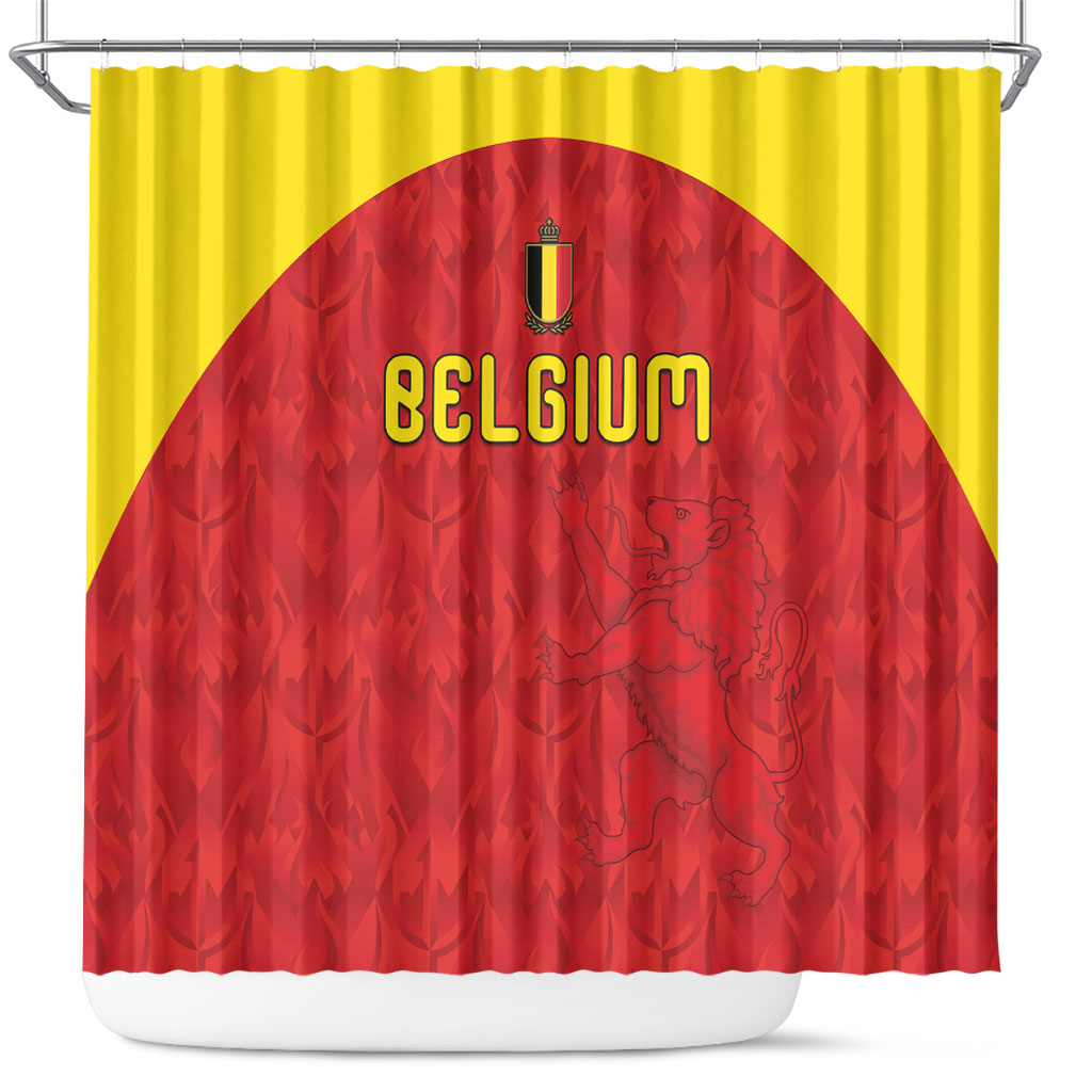 Belgium Football 2026 Shower Curtain Belgian Lion Sporty Style