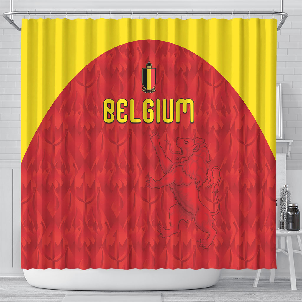 Belgium Football 2026 Shower Curtain Belgian Lion Sporty Style