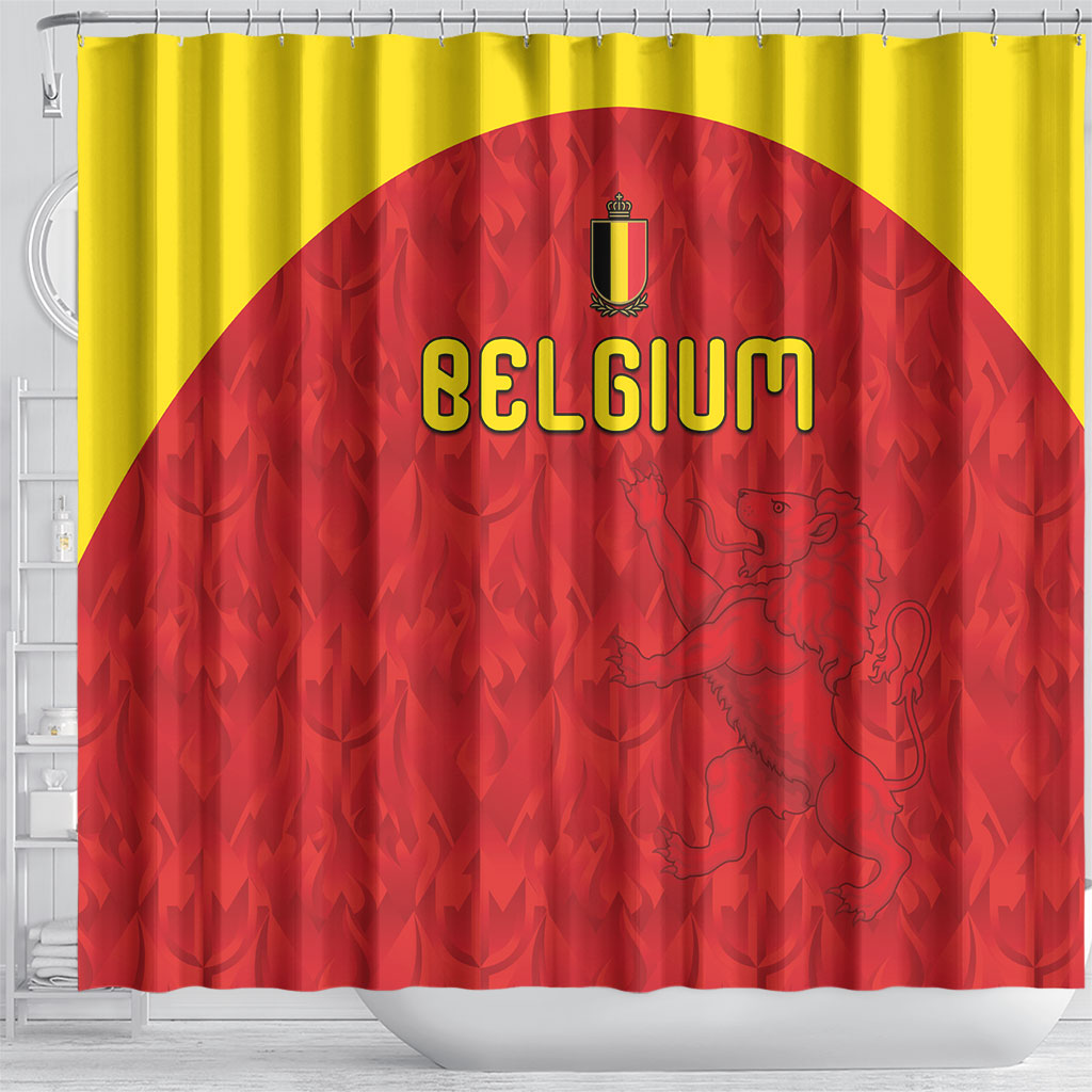 Belgium Football 2026 Shower Curtain Belgian Lion Sporty Style