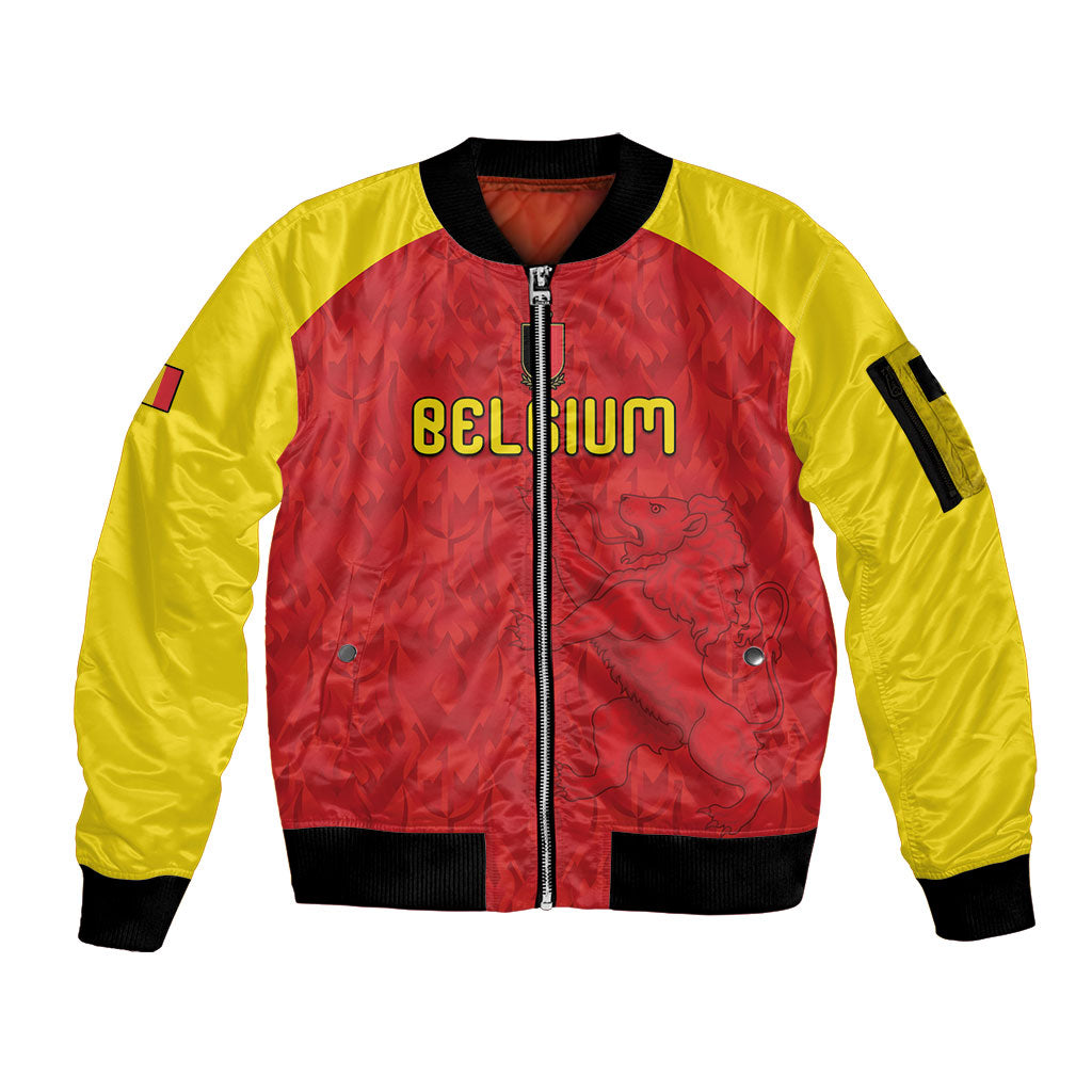 Custom Belgium Football 2026 Sleeve Zip Bomber Jacket Belgian Lion Sporty Style