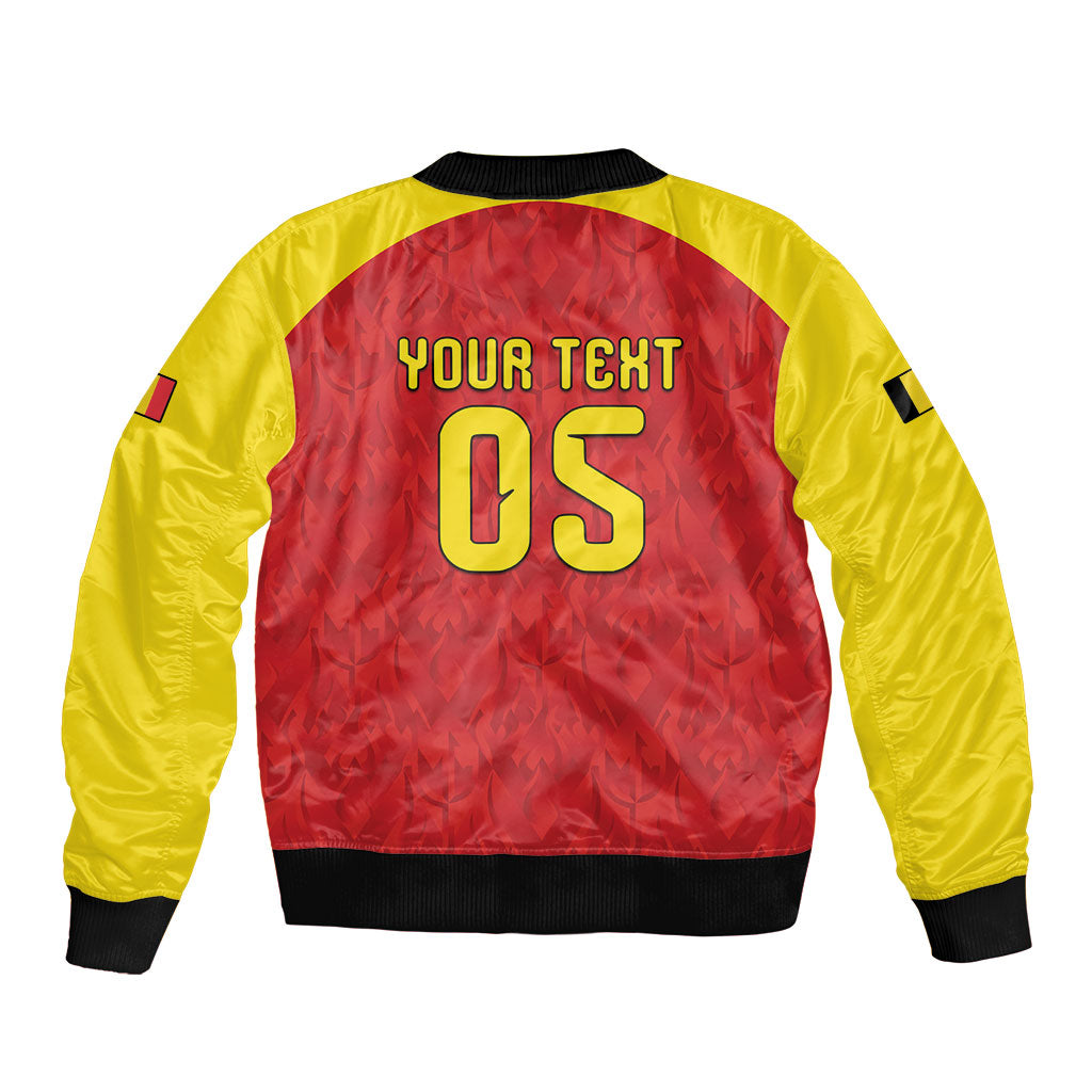 Custom Belgium Football 2026 Sleeve Zip Bomber Jacket Belgian Lion Sporty Style
