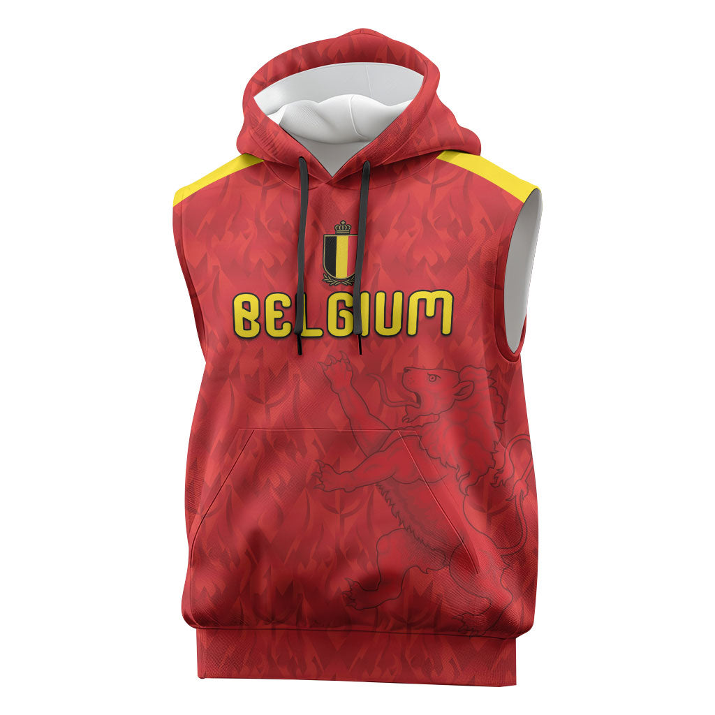 Custom Belgium Football 2026 Sleeveless Hoodie Belgian Lion Sporty Style