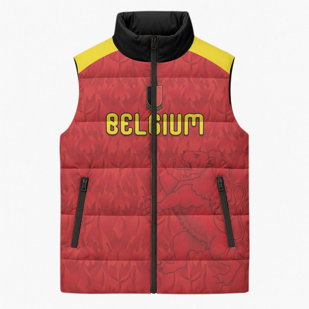 Custom Belgium Football 2026 Sleeveless Puffer Jacket Belgian Lion Sporty Style