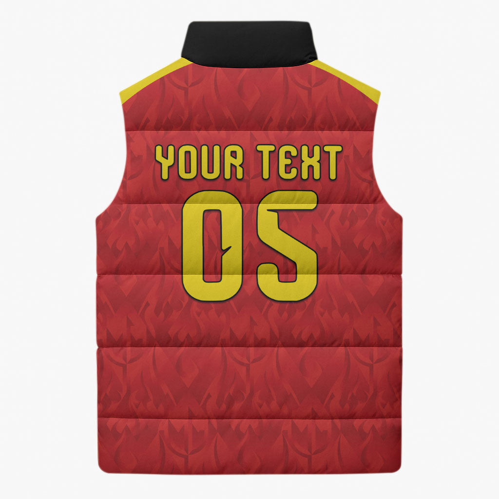 Custom Belgium Football 2026 Sleeveless Puffer Jacket Belgian Lion Sporty Style