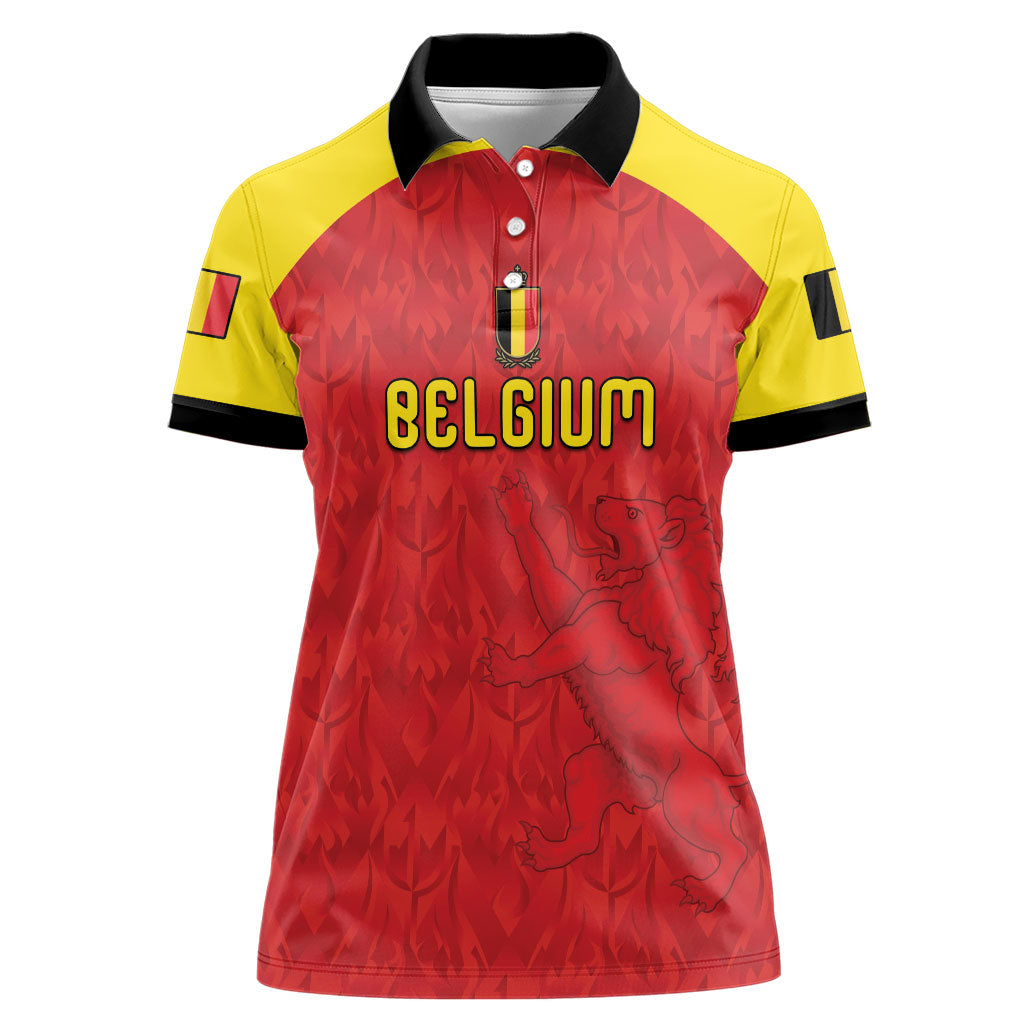 Custom Belgium Football 2026 Women Polo Shirt Belgian Lion Sporty Style