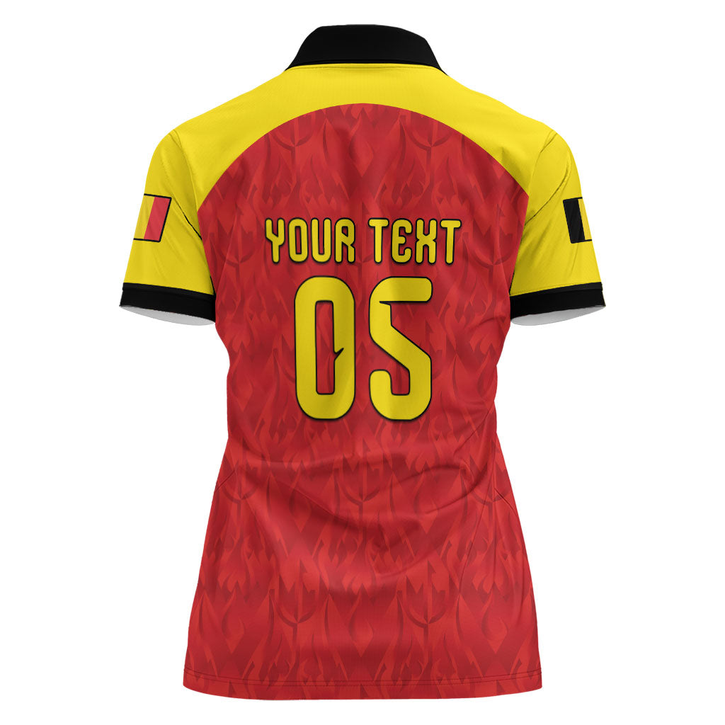 Custom Belgium Football 2026 Women Polo Shirt Belgian Lion Sporty Style