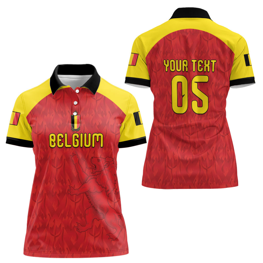 Custom Belgium Football 2026 Women Polo Shirt Belgian Lion Sporty Style