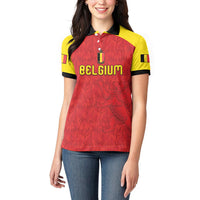 Custom Belgium Football 2026 Women Polo Shirt Belgian Lion Sporty Style