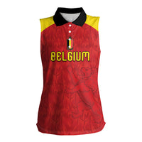 Custom Belgium Football 2026 Women Sleeveless Polo Shirt Belgian Lion Sporty Style