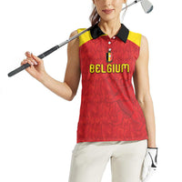 Custom Belgium Football 2026 Women Sleeveless Polo Shirt Belgian Lion Sporty Style