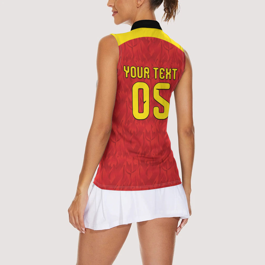 Custom Belgium Football 2026 Women Sleeveless Polo Shirt Belgian Lion Sporty Style