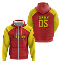 Custom Belgium Football 2026 Zip Hoodie Belgian Lion Sporty Style