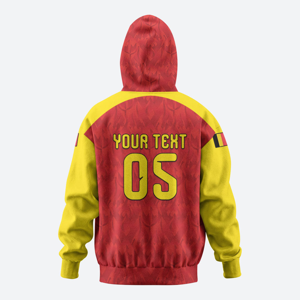 Custom Belgium Football 2026 Zip Hoodie Belgian Lion Sporty Style