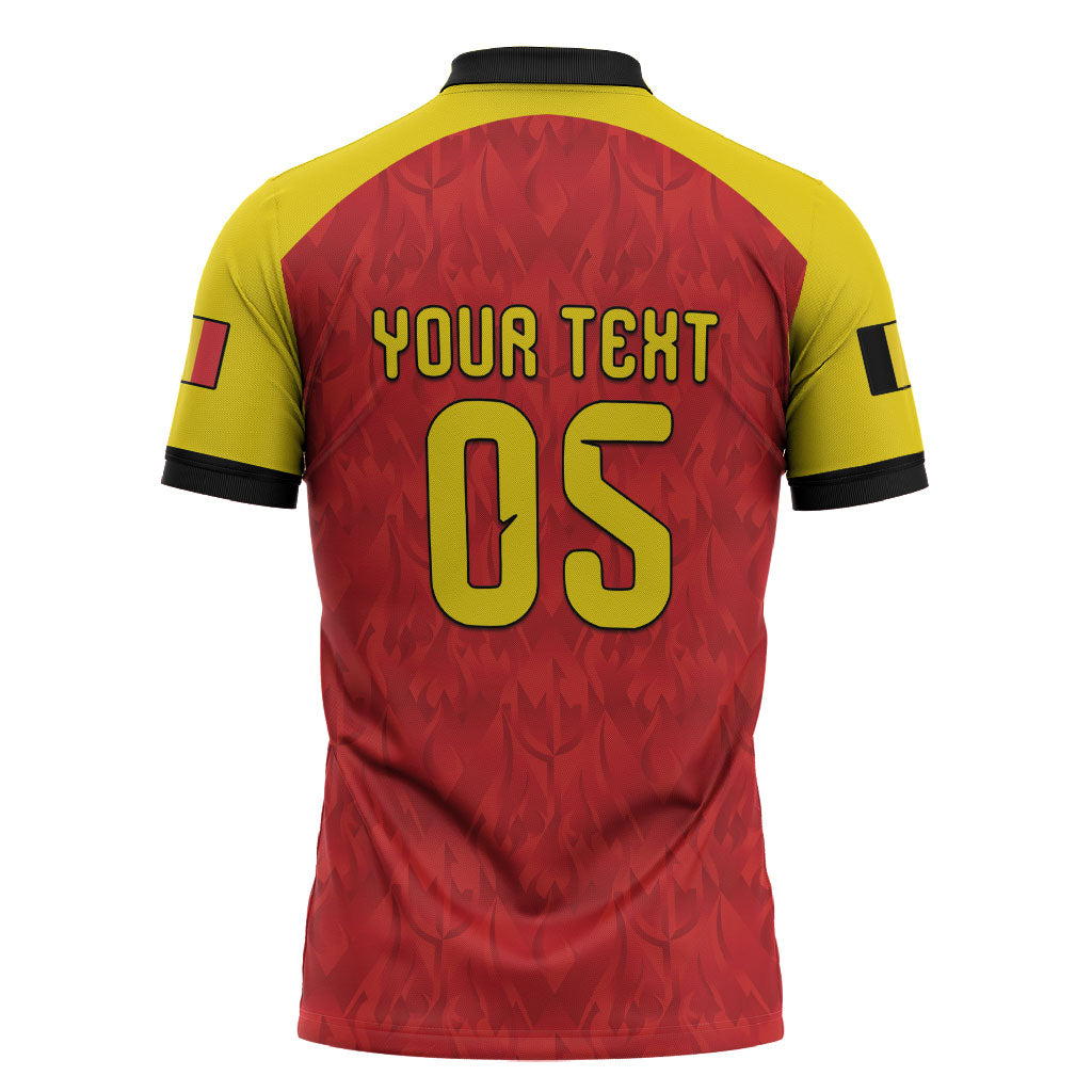Custom Belgium Football 2026 Zipper Polo Shirt Belgian Lion Sporty Style