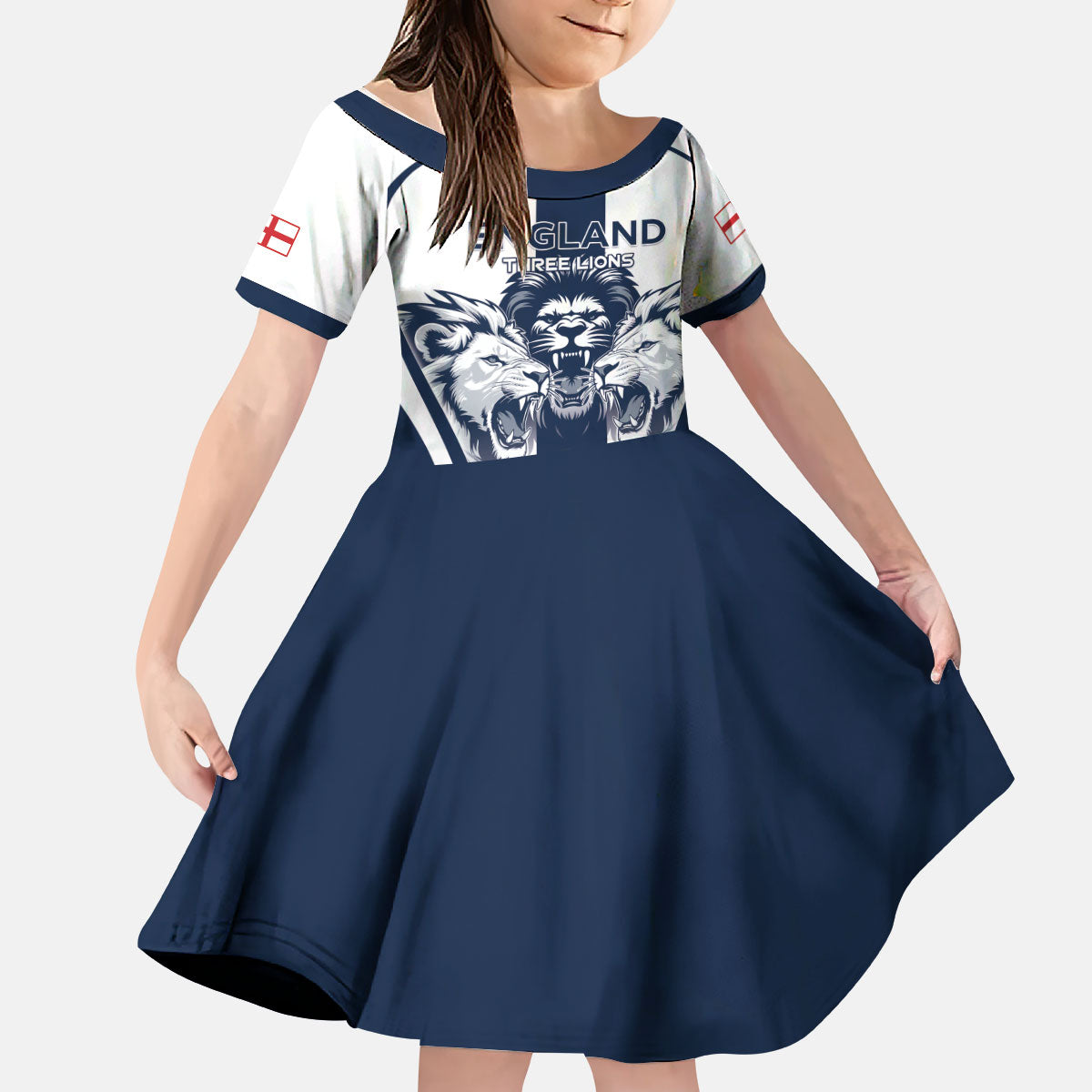 Custom England Football 2026 Kid Short Sleeve Dress Three Lions Special Style