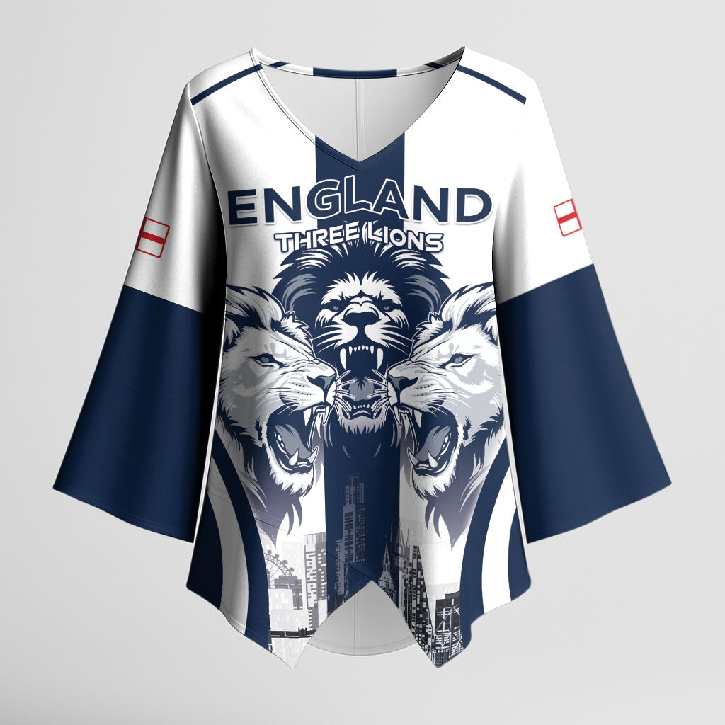 Custom England Football 2026 Kimono Sleeve Blouse Three Lions Special Style