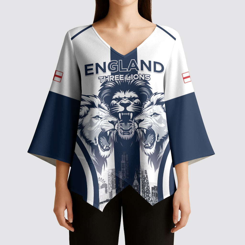 Custom England Football 2026 Kimono Sleeve Blouse Three Lions Special Style
