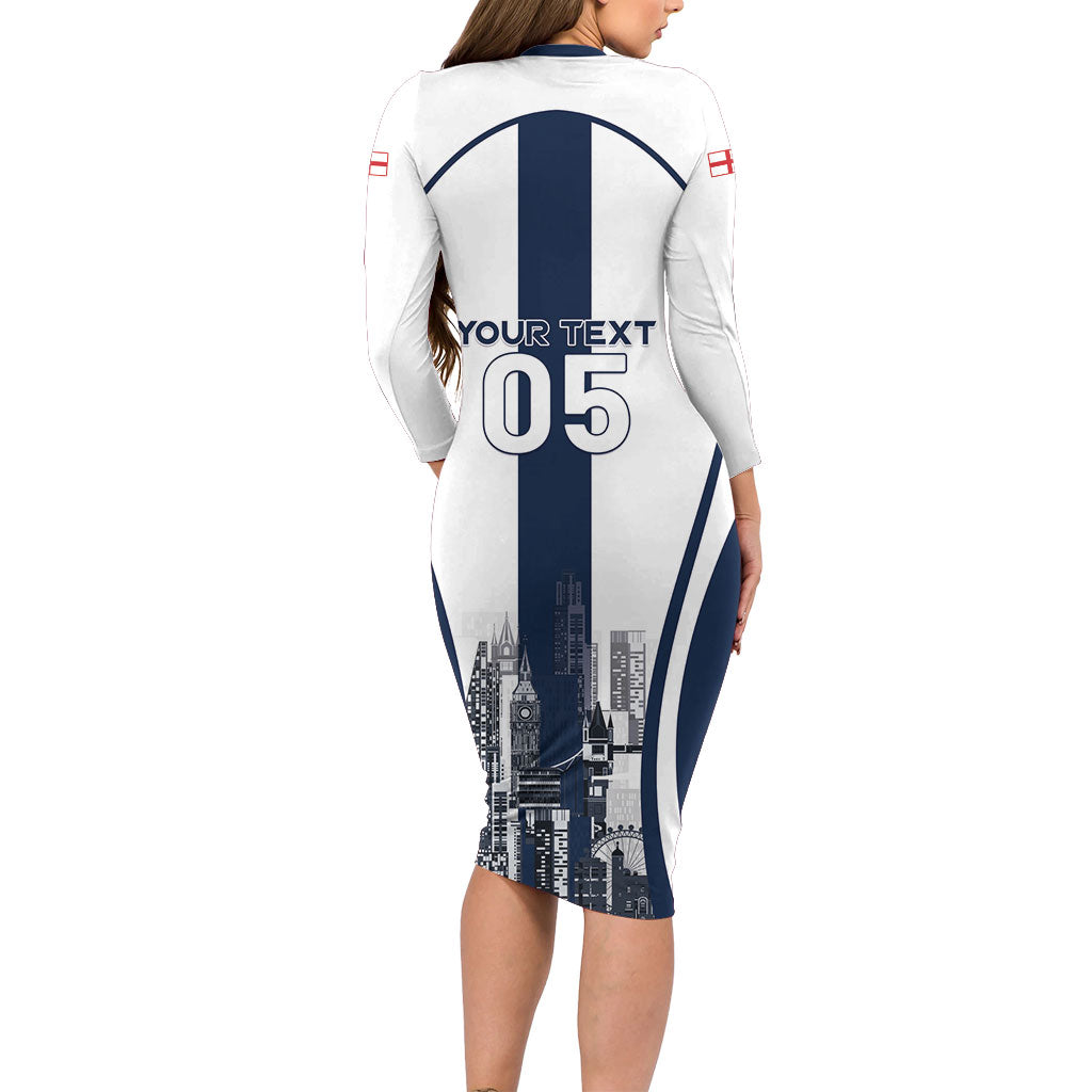 Custom England Football 2026 Long Sleeve Bodycon Dress Three Lions Special Style