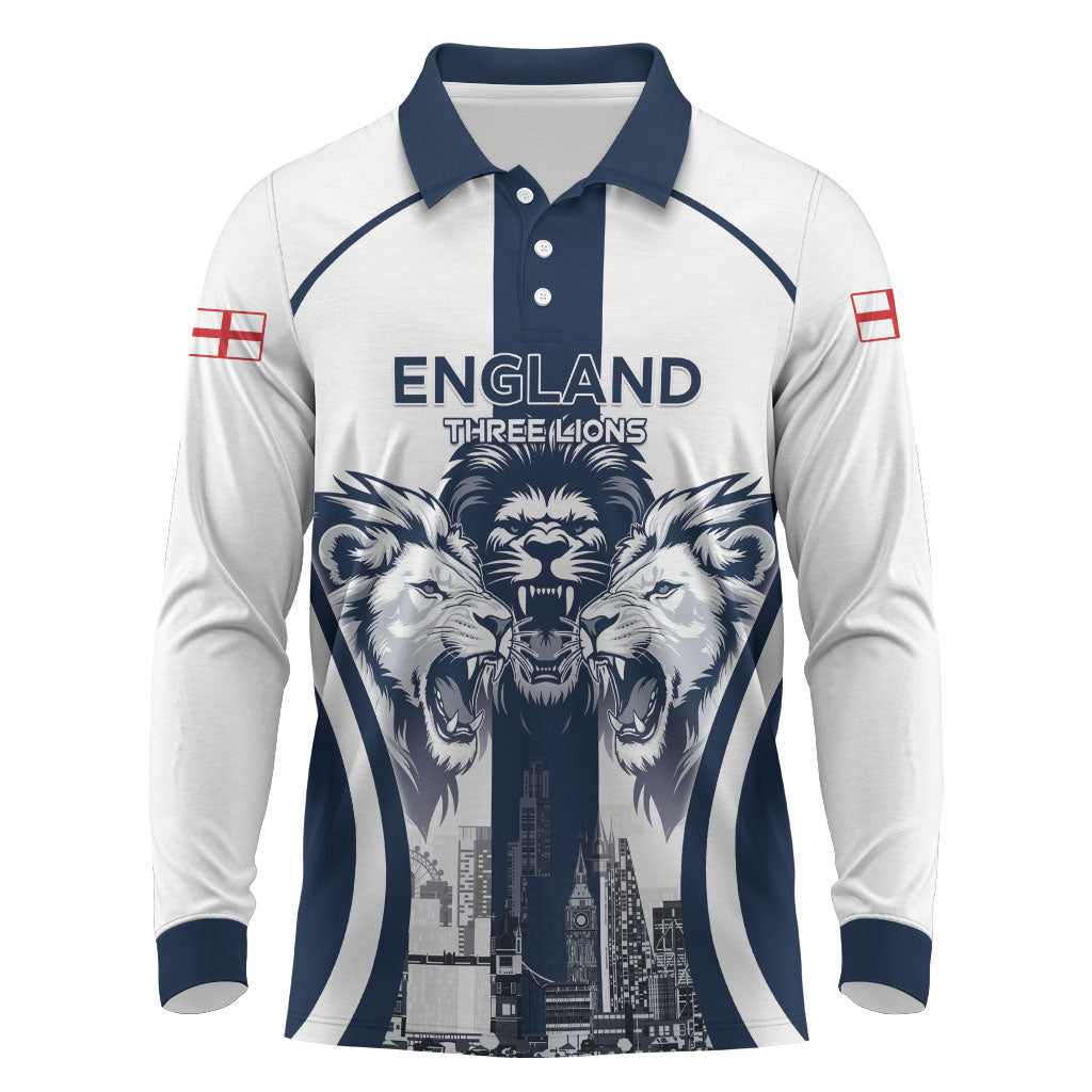 Custom England Football 2026 Long Sleeve Polo Shirt Three Lions Special Style