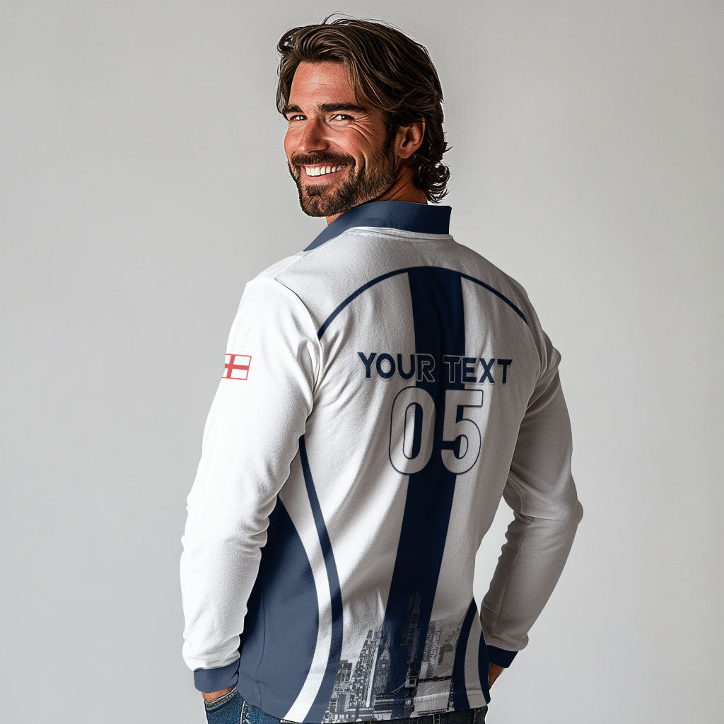 Custom England Football 2026 Long Sleeve Polo Shirt Three Lions Special Style