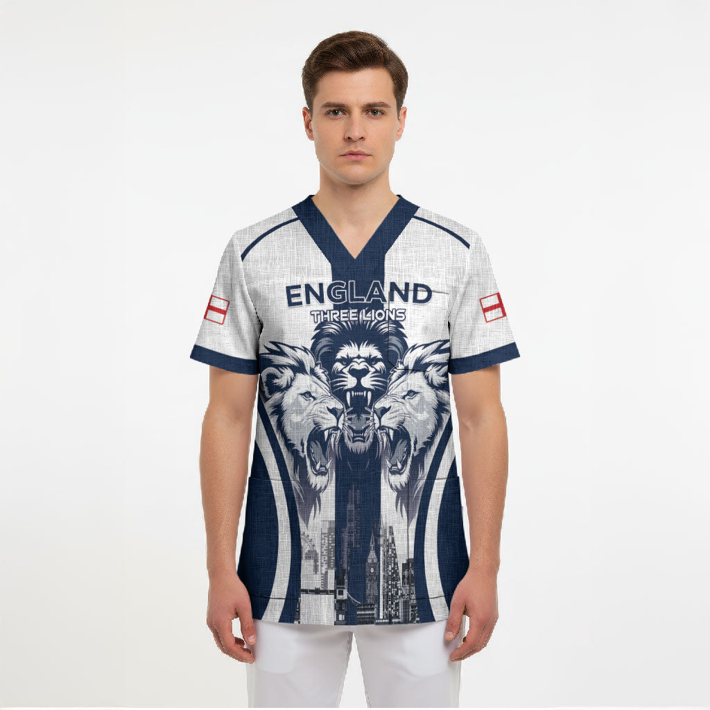 Custom England Football 2026 Scrub Top Three Lions Special Style
