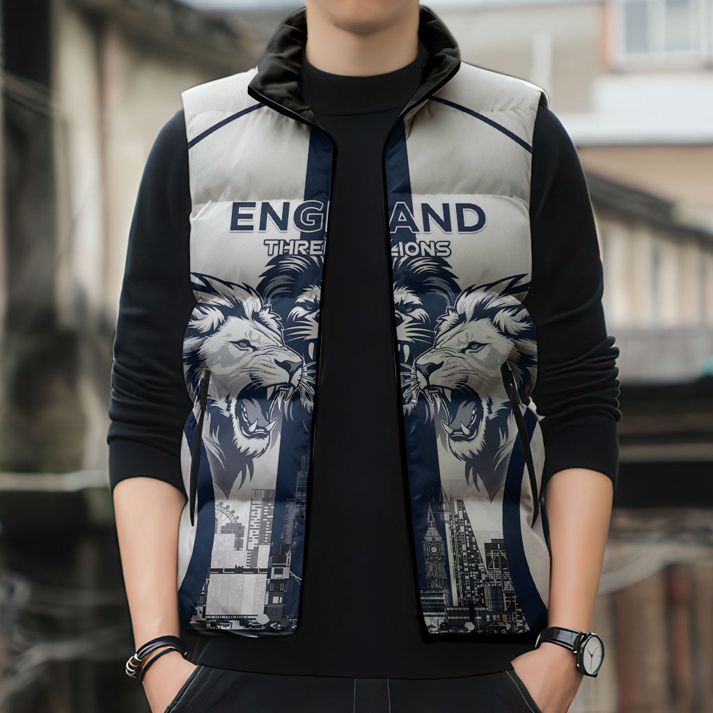 Custom England Football 2026 Sleeveless Puffer Jacket Three Lions Special Style