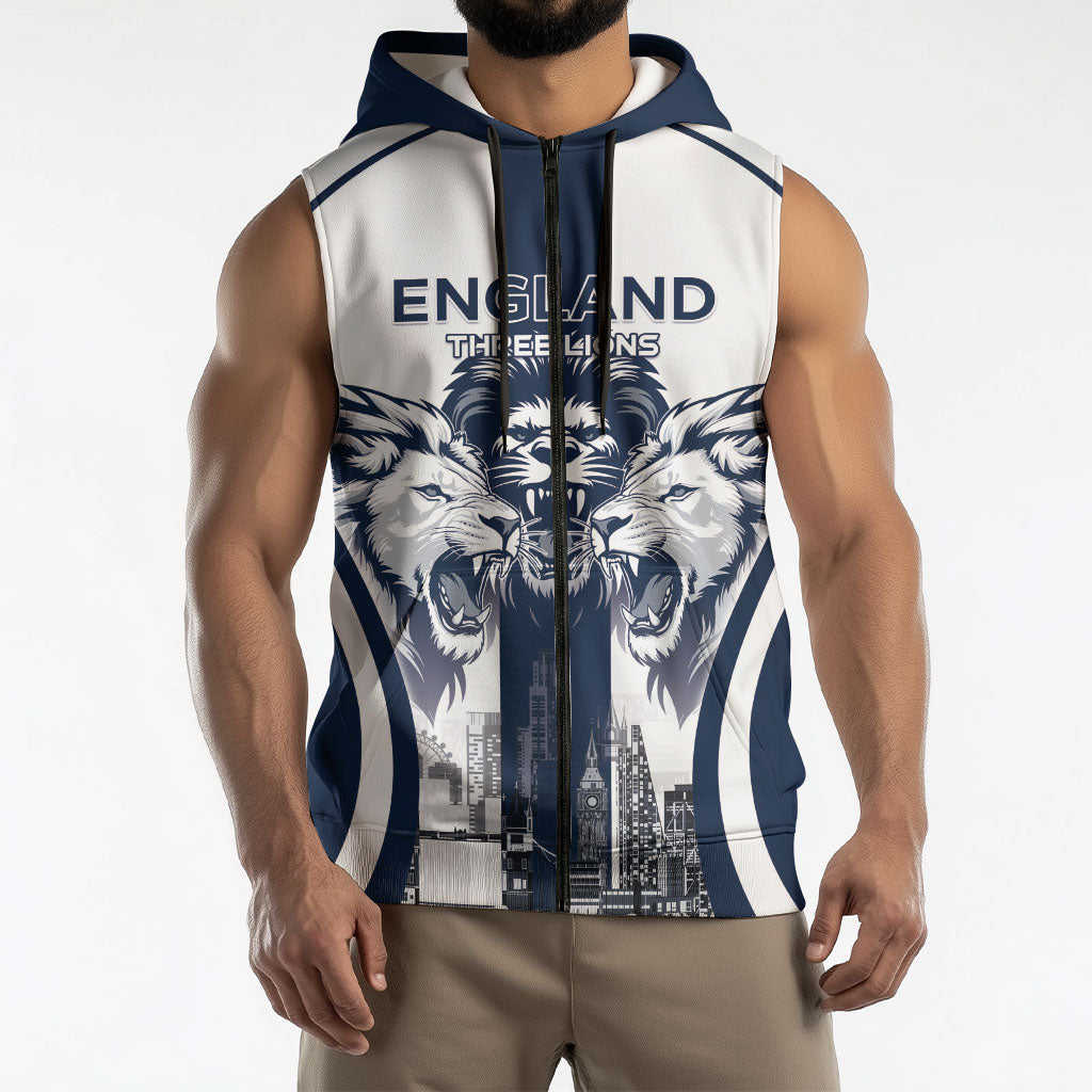Custom England Football 2026 Sleeveless Zip Hoodie Three Lions Special Style
