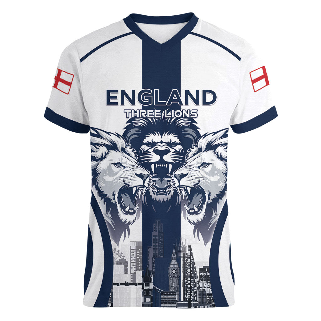 Custom England Football 2026 Women V-Neck T-Shirt Three Lions Special Style