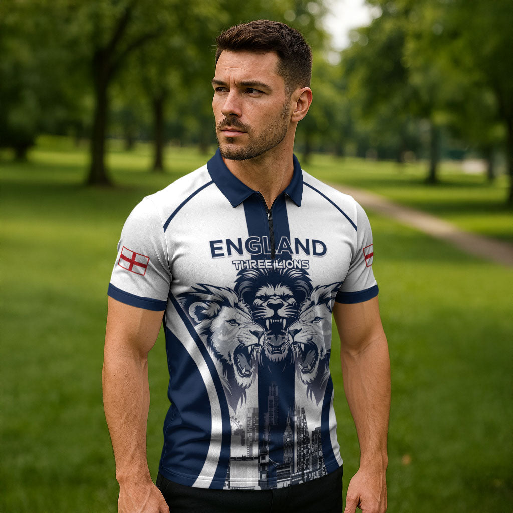 Custom England Football 2026 Zipper Polo Shirt Three Lions Special Style