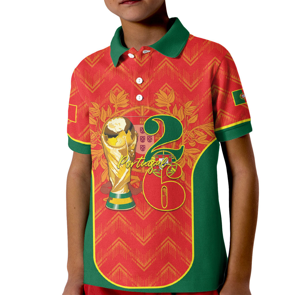Custom Portugal Football 2026 Kid Polo Shirt Road To Glory