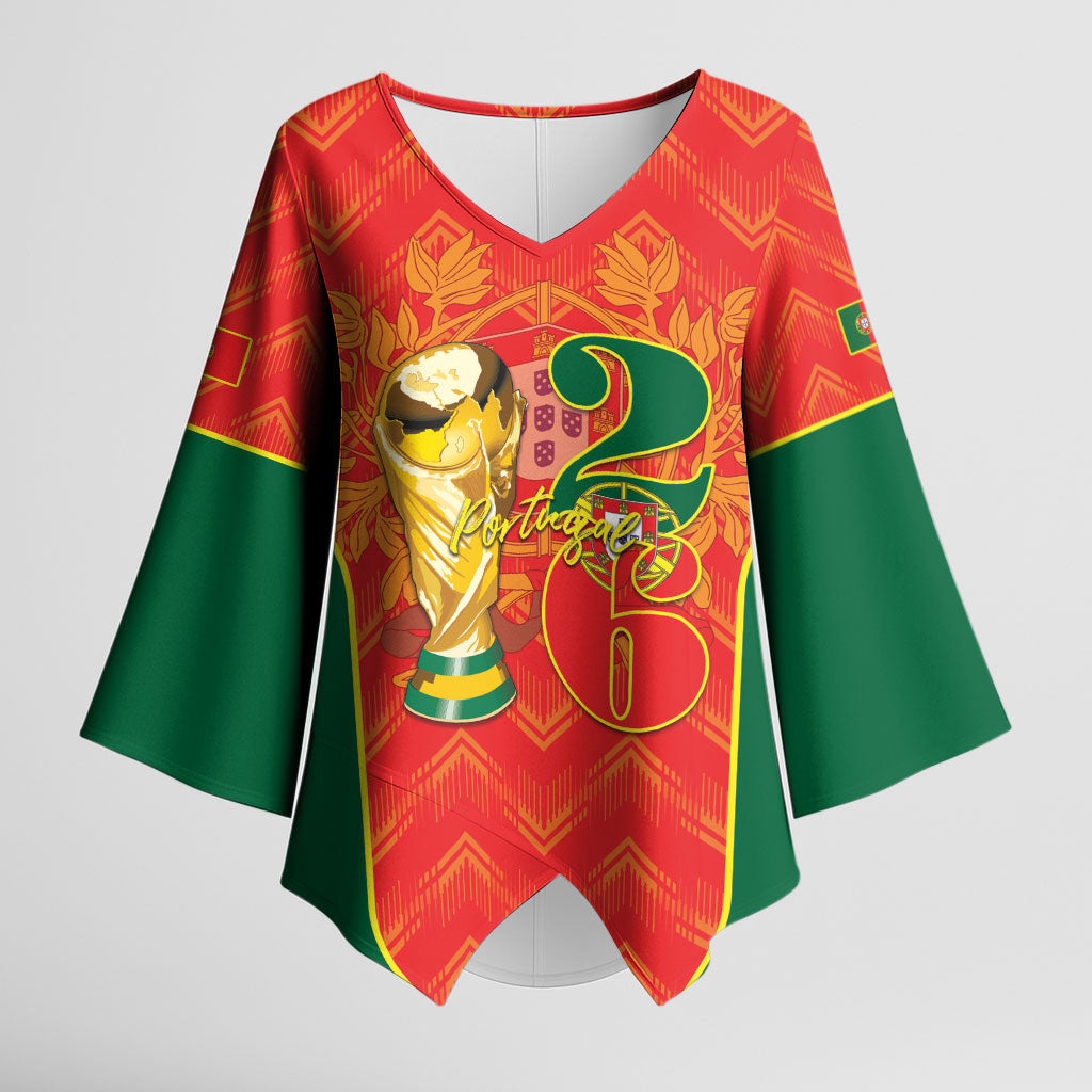 Custom Portugal Football 2026 Kimono Sleeve Blouse Road To Glory