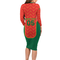 Custom Portugal Football 2026 Long Sleeve Bodycon Dress Road To Glory