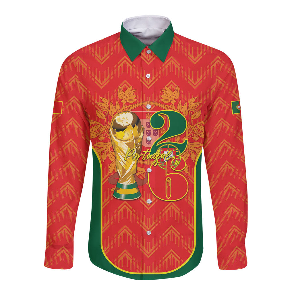 Custom Portugal Football 2026 Long Sleeve Button Shirt Road To Glory