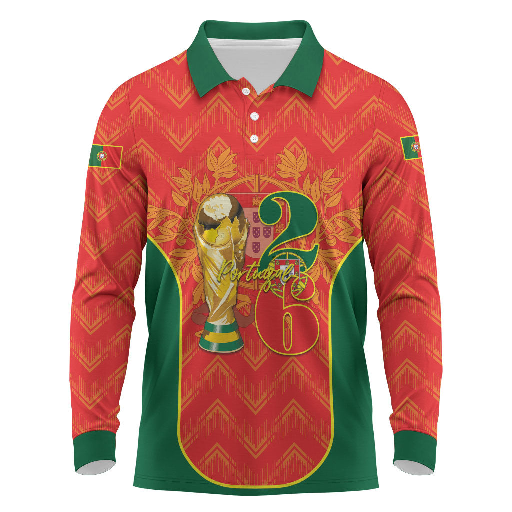 Custom Portugal Football 2026 Long Sleeve Polo Shirt Road To Glory
