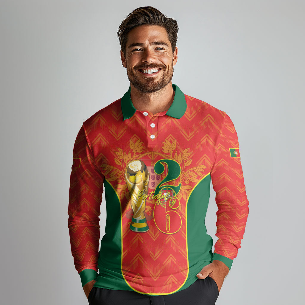 Custom Portugal Football 2026 Long Sleeve Polo Shirt Road To Glory