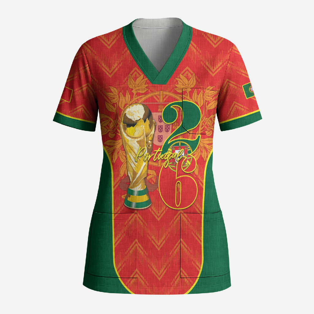 Custom Portugal Football 2026 Scrub Top Road To Glory