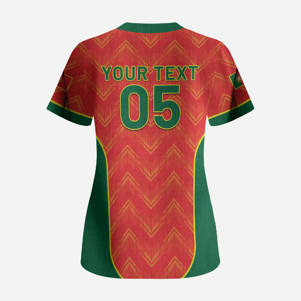 Custom Portugal Football 2026 Scrub Top Road To Glory