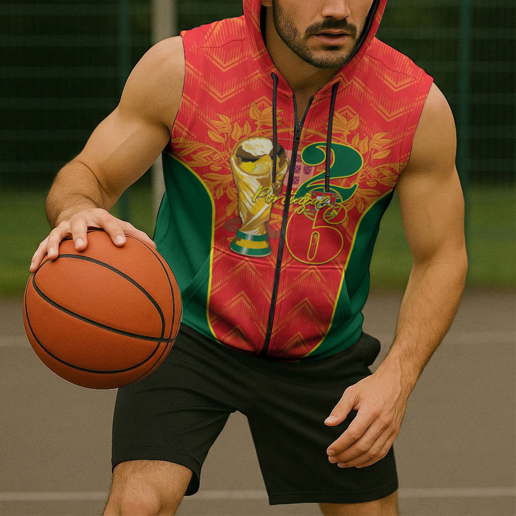 Custom Portugal Football 2026 Sleeveless Zip Hoodie Road To Glory