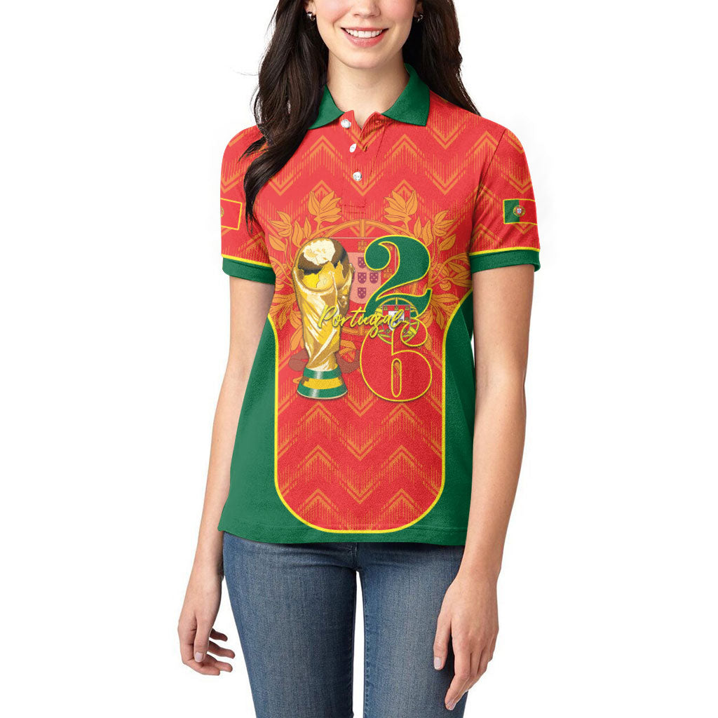 Custom Portugal Football 2026 Women Polo Shirt Road To Glory