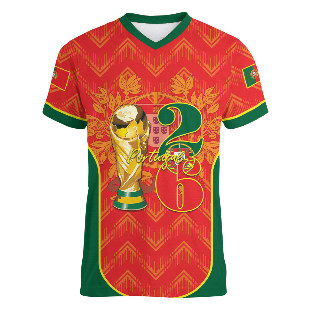 Custom Portugal Football 2026 Women V-Neck T-Shirt Road To Glory