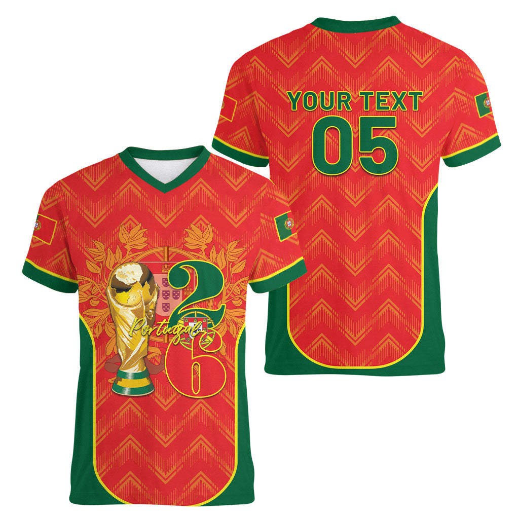 Custom Portugal Football 2026 Women V-Neck T-Shirt Road To Glory